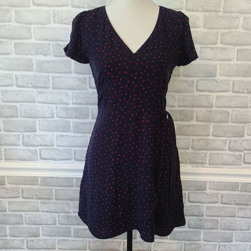 Abercrombie & Fitch Wrap Front Ditzy Floral Mini Dress Retro Rockabilly Small